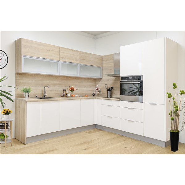 Horná skrinka EXPRES WFLG9002 š90 x v72cm s výklopnými dvierkami, 1x sklenená výplň, 1x DTD - dub Sonoma
