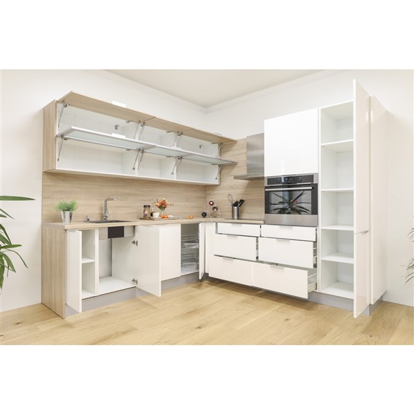 Horná skrinka EXPRES WFLG9002 š90 x v72cm s výklopnými dvierkami, 1x sklenená výplň, 1x DTD - dub Sonoma