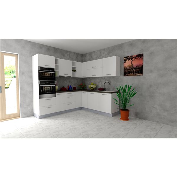 Vysoká skriňa EXPRES GM452ALUX6002 š60 x v204cm na rúru 60cm a mikrovlnku 45cm s výsuvom LUX - biela vysoký lesk