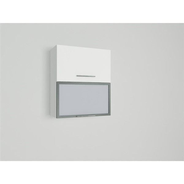 Horná skrinka EXPRES WFLG6002 š60 x v72cm s výklopnými dvierkami 1x sklenená výplň, 1x DTD - biela vysoký lesk