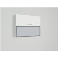 Horná skrinka EXPRES WFLG9002 š90 x v72cm s výklopnými dvierkami, 1x sklenená výplň, 1x DTD - biela vysoký lesk
