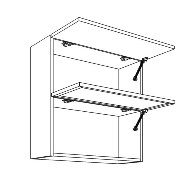 Horná skrinka EXPRES WFLG9002 š90 x v72cm s výklopnými dvierkami, 1x sklenená výplň, 1x DTD - biela vysoký lesk