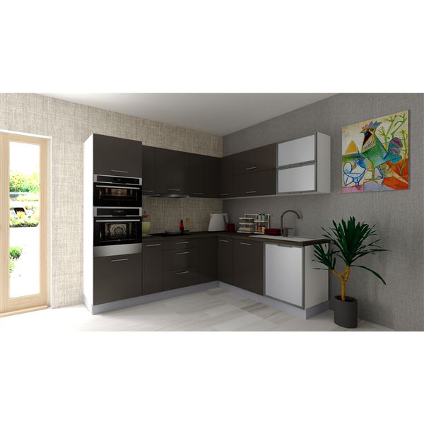 Vysoká skriňa EXPRES GMDK386002 š60 x v204cm na rúru 60cm a mikrovlnku 38cm - antracit vysoký lesk