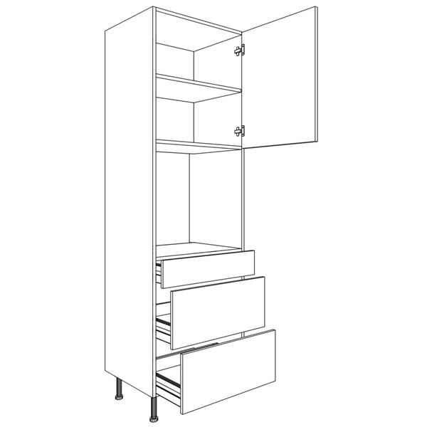 Vysoká skriňa EXPRES GOS2ALUX6002 š60 x v204cm na rúru s výškou 60cm a so zásuvkou s výsuvom LUX - antracit vysoký lesk