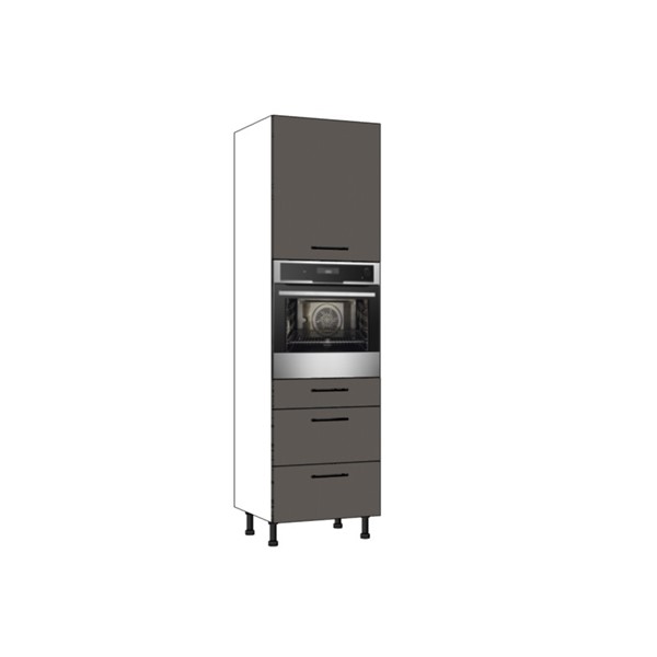 Vysoká skriňa EXPRES GO2ASTD6002 š60 x v204cm na rúru s výškou 60cm so zásuvkou a výsuvom STANDARD - antracit vysoký lesk