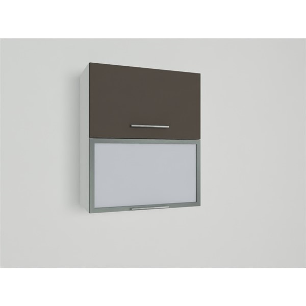 Horná skrinka EXPRES WFLG6002 š60 x v72cm s výklopnými dvierkami 1x sklenená výplň, 1x DTD - antracit vysoký lesk