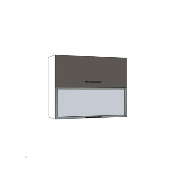 Horná skrinka EXPRES WFLG9002 š90 x v72cm s výklopnými dvierkami, 1x sklenená výplň, 1x DTD - antracit vysoký lesk