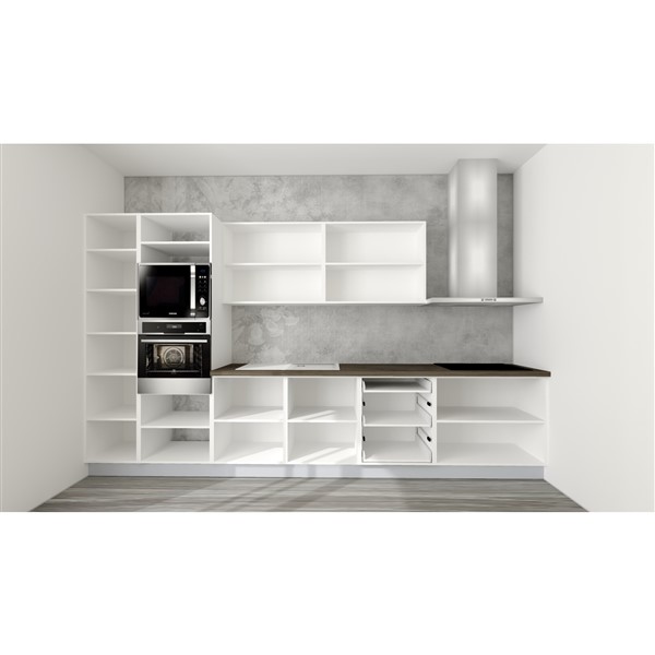 Kuch. blok EXPRES 50 Š/V/H: 377x204x60cm - biela vysoký lesk