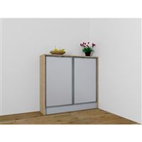 Kuchynská komoda EXPRES so sklenenými dvierkami š123,6 x v113 cm - dub Sonoma