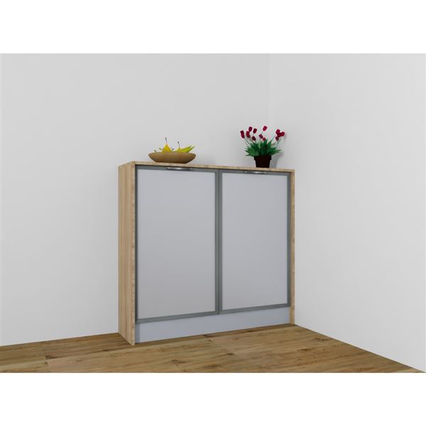 Kuchynská komoda EXPRES so sklenenými dvierkami š123,6 x v113 cm - dub Sonoma
