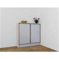 Kuchynská komoda EXPRES so sklenenými dvierkami š123,6 x v113 cm - satin vysoký lesk