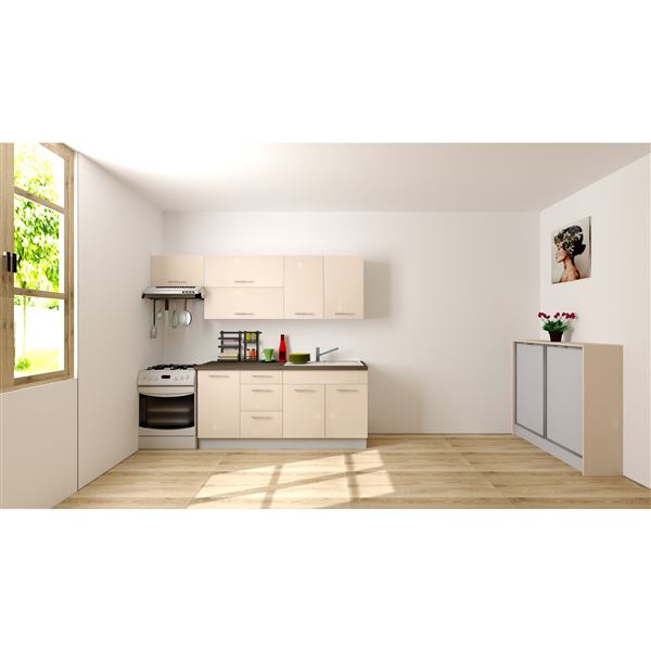 Kuchynská komoda EXPRES so sklenenými dvierkami š123,6 x v113 cm - satin vysoký lesk