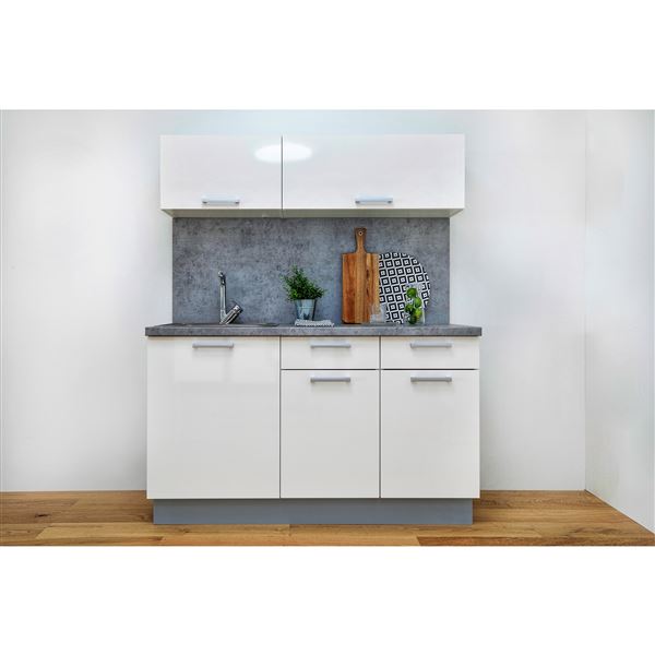 Kuch. blok EXPRES 1500  Š/V/H: 150x204x60cm - biela vysoký lesk 